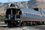 Antrak "Beech Grove" AMTK #10001 on rear of detouring #11 the Coast Starlight (SEA-LAX).